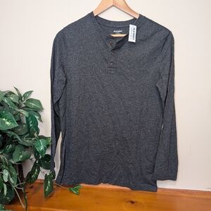Old Navy Long Sleeve Henley Shirt | Dark Heather Gray | Size XXL (18) | NWT
